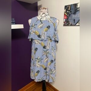 Doe & Rae Pineapple Print Cold Shoulder Dress